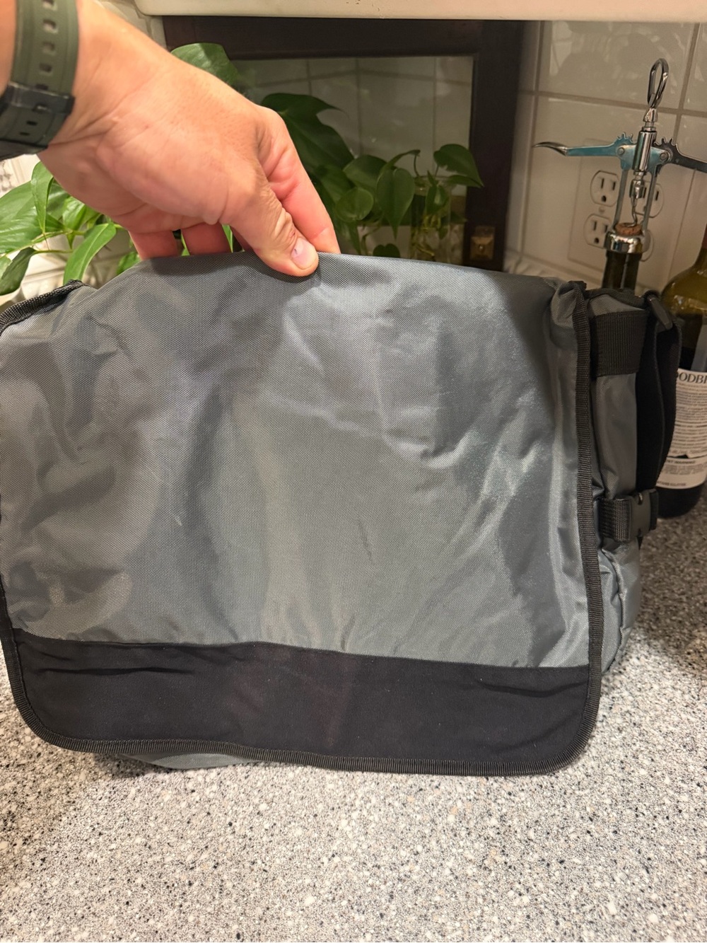 Vintage Grey GAP 2001 Y2K Messenger Bag Laptop Crossbody Shoulder Expandable
